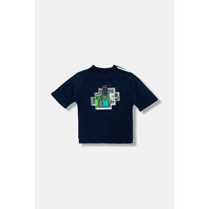 Dječja pamučna majica kratkih rukava adidas Originals MINECRAFT boja: tamno plava, s aplikacijom, KD9831