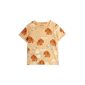 Dječja majica kratkih rukava Mini Rodini Mammoths boja: bež, s uzorkom, 25720103