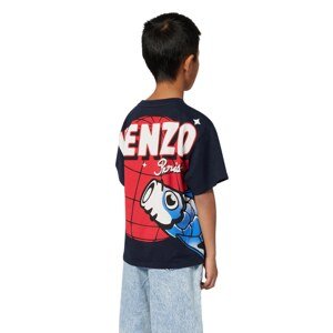 Dječja pamučna majica kratkih rukava Kenzo Kids boja: tamno plava, s uzorkom, K61492