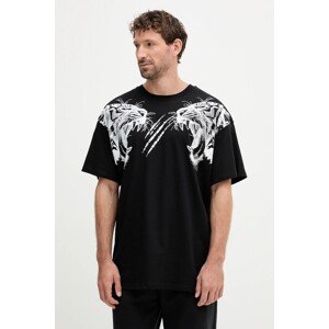 Pamučna majica PLEIN SPORT boja: crna, s tiskom, FAEC MTK8360 STE001N