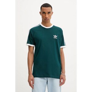 Pamučna majica adidas Originals 3-Stripes boja: zelena, s aplikacijom, JY1374