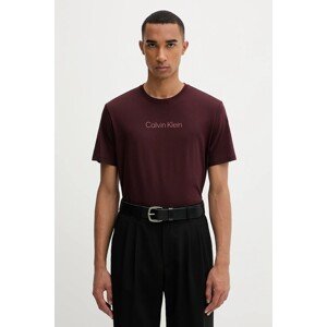 Pamučna majica Calvin Klein boja: bordo, s tiskom, LV04LD230G