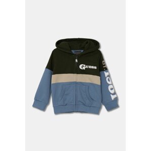 Dječja pamučna dukserica Guess boja: zelena, s kapuljačom, s aplikacijom, N4BQ02 KAD73