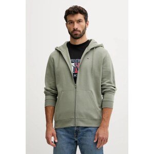 Dukserica Tommy Jeans boja: zelena, s kapuljačom, bez uzorka, DM0DM20743