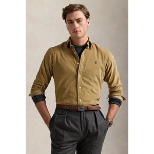 Pamučna košulja Polo Ralph Lauren 21W Corduroy za muškarce, boja: smeđa, regular, s klasičnim ovratnikom, 710853123
