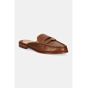 Kožne natikače Lauren Ralph Lauren Wynnie Mule za žene, boja: smeđa, 802943791002