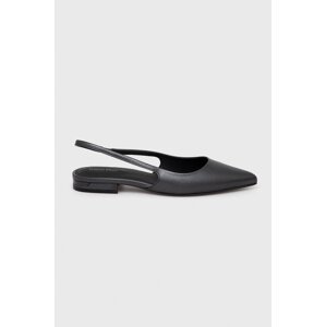 Kožne balerinke Calvin Klein FLAT SLINGBACK PUMP PEARL boja: crna, s otvorenom petom, HW0HW02120