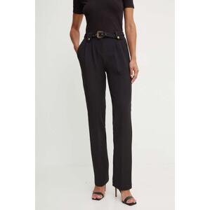 Hlače Versace Jeans Couture za žene, boja: crna, ravni kroj, visoki struk, 77HAA117 N0394