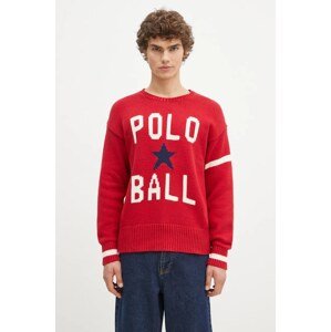 Pamučni pulover Polo Ralph Lauren boja: crvena, topli, 710949298