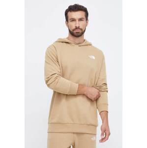 Pamučna dukserica The North Face za muškarce, boja: bež, s kapuljačom, s tiskom
