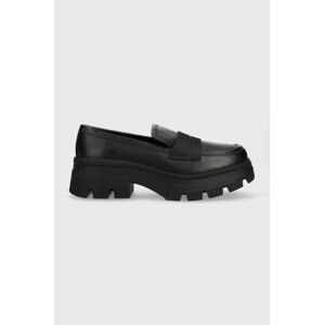 Kožne mokasinke Calvin Klein Jeans CHUNKY COMBAT LOAFER WN za žene, boja: crna, s platformom, YW0YW01120