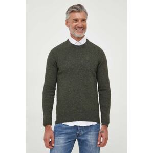 Vuneni pulover Barbour za muškarce, boja: zelena, topli