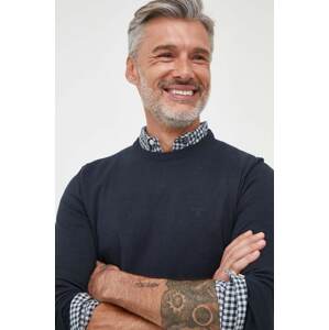 Pamučni pulover Barbour Essentials boja: tamno plava, lagani, MKN0932