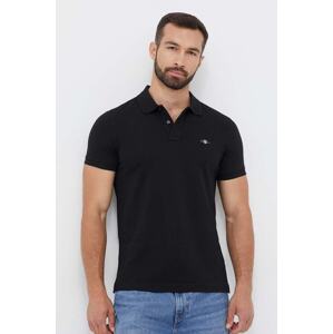 Pamučna polo majica Gant boja: crna, glatki model