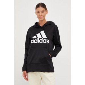 Dukserica za trening adidas Performance Big Logo za žene, boja: crna, s kapuljačom, s tiskom