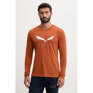 Sportska majica dugih rukava Salewa Solidlogo boja: zelena, s tiskom