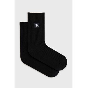 Vunene čarape Calvin Klein boja: crna