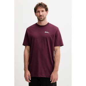 Pamučna majica Jack Wolfskin Essential boja: bordo, bez uzorka, 1808382