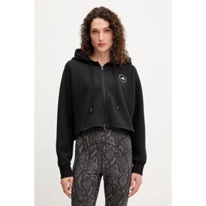 Dukserica adidas by Stella McCartney boja: crna, s kapuljačom, bez uzorka, JD8107