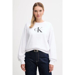Dukserica Calvin Klein Jeans za žene, boja: bijela, s tiskom, LV047B234G