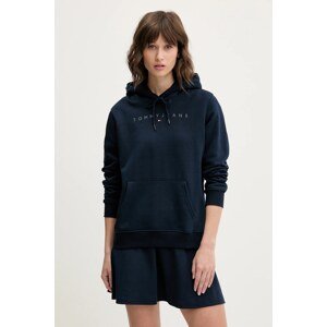Dukserica Tommy Jeans za žene, boja: tamno plava, s kapuljačom, s aplikacijom, DW0DW20304
