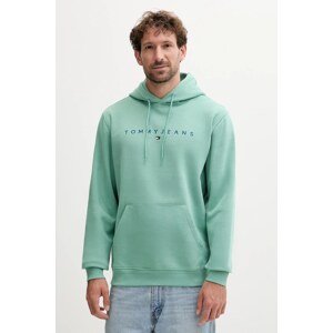Dukserica Tommy Jeans boja: bež, s kapuljačom, s tiskom, DM0DM20746
