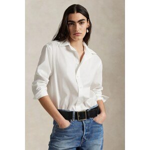 Pamučna košulja Polo Ralph Lauren Long Sleeve Light Shirt za žene, boja: bijela, relaxed, s klasičnim ovratnikom, 211968219