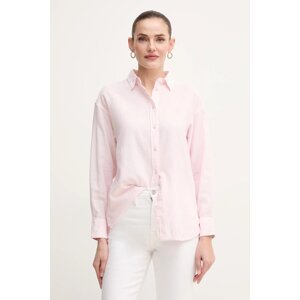 Lanena košulja Pepe Jeans CHIPPER za žene, boja: ružičasta, relaxed, s klasičnim ovratnikom, PL304993