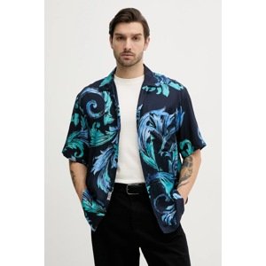 Košulja Versace Jeans Couture za muškarce, boja: tamno plava, relaxed, s button-down ovratnikom, 78GAL2B0 NS632