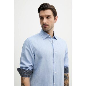 Lanena košulja BOSS za muškarce, regular, s klasičnim ovratnikom, 50539531