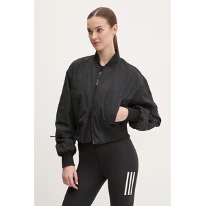 Jakna za trening adidas by Stella McCartney boja: crna, za prijelazno razdoblje, oversize, JF6030