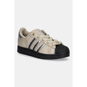 Kožne tenisice adidas Originals Superstar II W boja: bež, JR4234