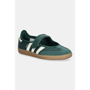 Dječje kožne balerinke adidas Originals Samba Jane W boja: zelena, JR7340