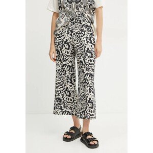 Svilene hlače Weekend Max Mara za žene, boja: crna, ravni kroj, visoki struk, 2515131082600