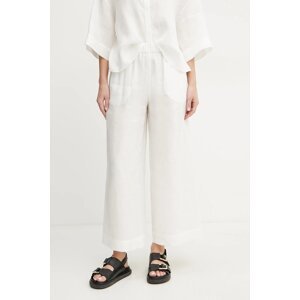 Lanene hlače Max Mara Leisure boja: bijela, culottes kroj, visoki struk, 2516131018600