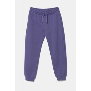 Dječji pamučni donji dio trenirke United Colors of Benetton boja: ljubičasta, bez uzorka, 3J68CF02H