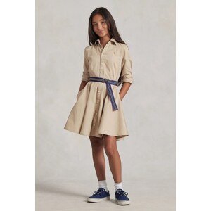 Dječja haljina Polo Ralph Lauren boja: bež, mini, širi se prema dolje, 313699674001
