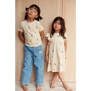 Dječja pamučna haljina Liewood Neveah Printed Dress boja: bež, mini, širi se prema dolje, LW19803
