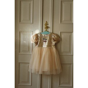 Haljina Konges Sløjd STARLA PUFF SLEEVE DRESS boja: bež, mini, širi se prema dolje, KS103060