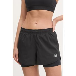 Kratke hlače za trening New Balance Sport Essentials boja: crna, bez uzorka, srednje visoki struk, WS41225BK