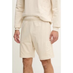 Pamučne kratke hlače EA7 Emporio Armani boja: bež, AF13512.7M000232