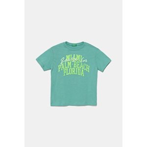 Dječja pamučna majica kratkih rukava United Colors of Benetton boja: tirkizna, s tiskom, 3JERC10PE