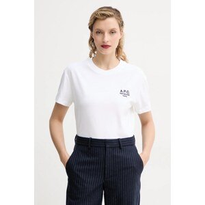 Pamučna majica A.P.C. t-shirt boxy rue madame GOTS za žene, boja: bijela, COHBM.F26389