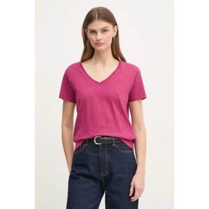 Pamučna majica Pepe Jeans LOLLY V-NECK za žene, boja: ružičasta, PL505999