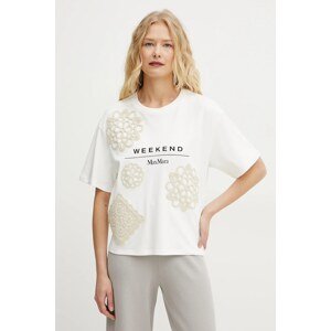 Pamučna majica Weekend Max Mara za žene, boja: bež, 2515941052600
