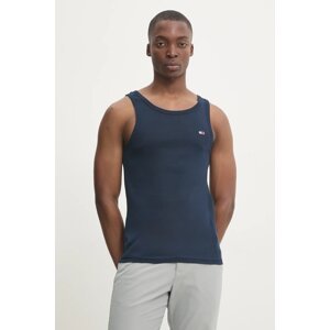 Pamučni top Tommy Jeans boja: tamno plava, DM0DM20336