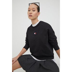 Pamučna dukserica Tommy Jeans za žene, boja: crna, s aplikacijom, DW0DW17325