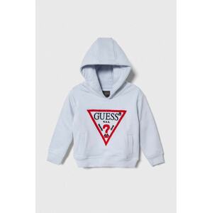 Dječja pamučna dukserica Guess s kapuljačom, s aplikacijom