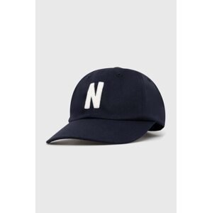 Pamučna kapa sa šiltom Norse Projects Felt N Twill Sports Cap boja: tamno plava, s aplikacijom, N80.0128.7004