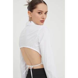 Košulja Tommy Jeans za žene, boja: bijela, regular, s klasičnim ovratnikom, DW0DW17344